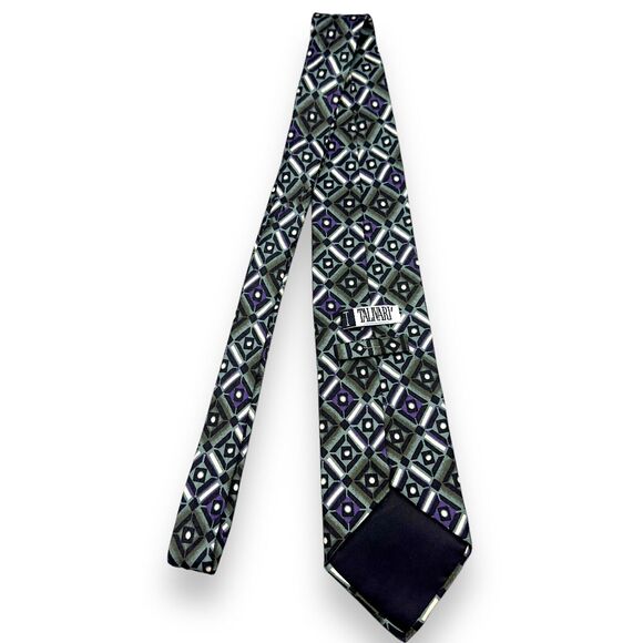 Talivari Mens 100% Silk Dress Tie Made in Italy Diamond Geometric Pattern 60" 4" - Picture 3 of 11